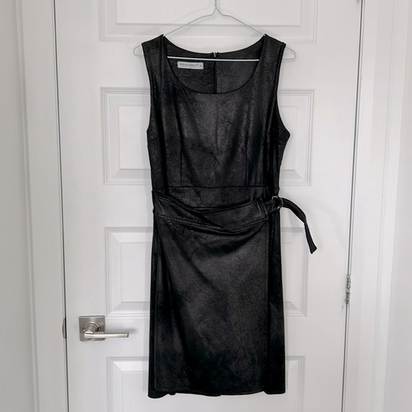 RINASCIMENTO - Dress faux leather effects faux wrap black made in Italy size XS - Picture 1 of 10